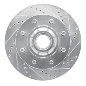 Ford F-250 Super Duty Brake Rotor (1) - Front Right - R1 Concepts - Drilled & Slotted - Silver - `99-`02